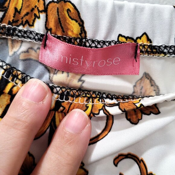 Mistyrose White & Blue Leopard Floral Print Skirt with Ruched Front Size S - Picture 3 of 7